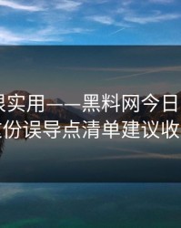 冷门但很实用——黑料网今日黑料——这份误导点清单建议收藏