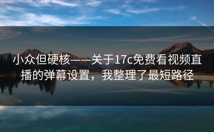 小众但硬核——关于17c免费看视频直播的弹幕设置，我整理了最短路径