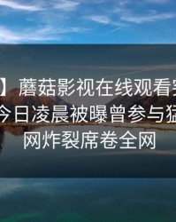 【爆料】蘑菇影视在线观看突发：神秘人在今日凌晨被曝曾参与猛料，全网炸裂席卷全网