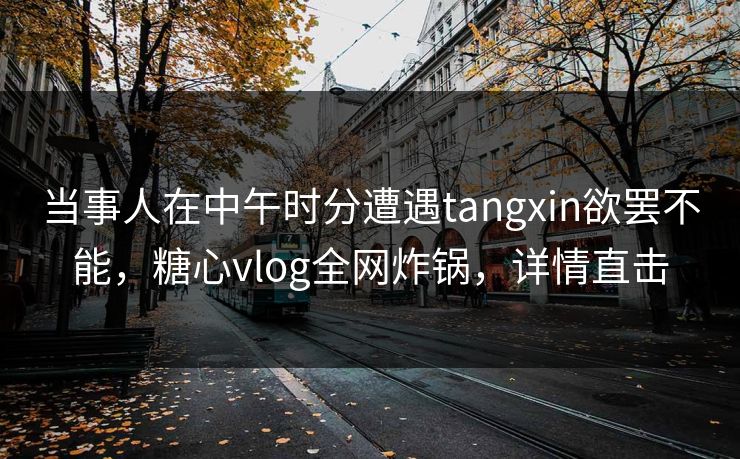 当事人在中午时分遭遇tangxin欲罢不能，糖心vlog全网炸锅，详情直击