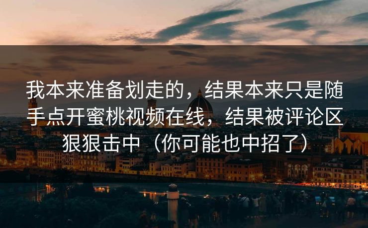 我本来准备划走的，结果本来只是随手点开蜜桃视频在线，结果被评论区狠狠击中（你可能也中招了）